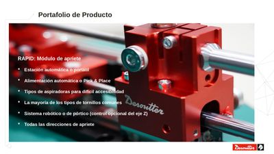 Alimentador de tornillos a manera de portafolio de producto marca Desoutter